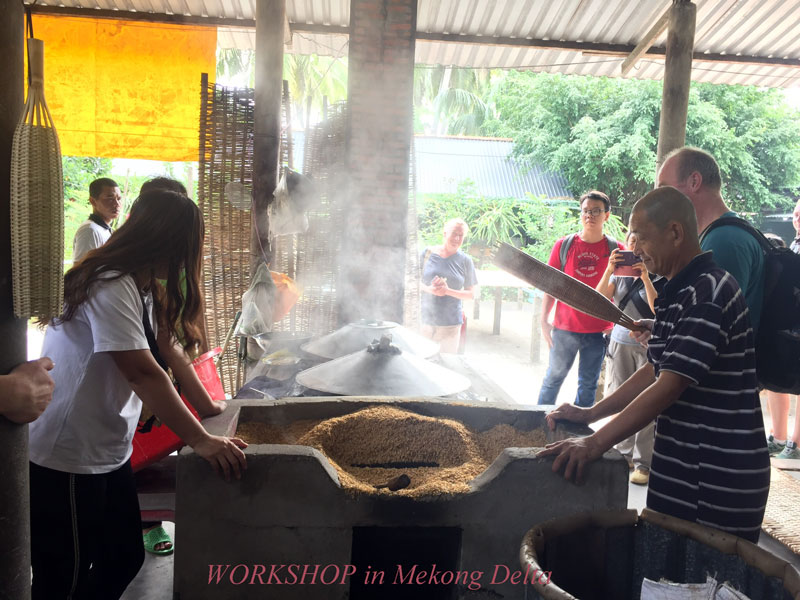 MEKONG DELTA DISCOVERY  TOUR INFORMATION: Code tour: PGT-MT1 Group size: 2 - 15 people  Pick up: 7:15am – 8:15am  Return: 17:30pm Route: HCMC – My Tho - Ben Tre – HCMC Highlight:  A trip to Mekong Delta to immerse yourself in the natural beauty and the rich culture of the vibrant southern Delta region. Boating down the river to experience the local life, fishing port, fishing floating house, enjoy the local folk song music and seasonal fresh fruit. 